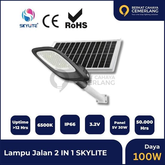 Lampu Pju Solar Cell Skylite 100W 2 In 1 Lampu Jalan Street Light