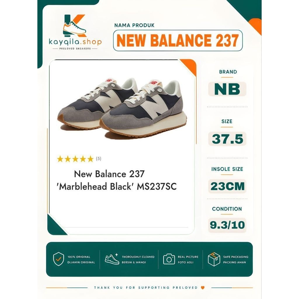 Sepatu New Balance NB 237 Size 37 Preloved Second Original