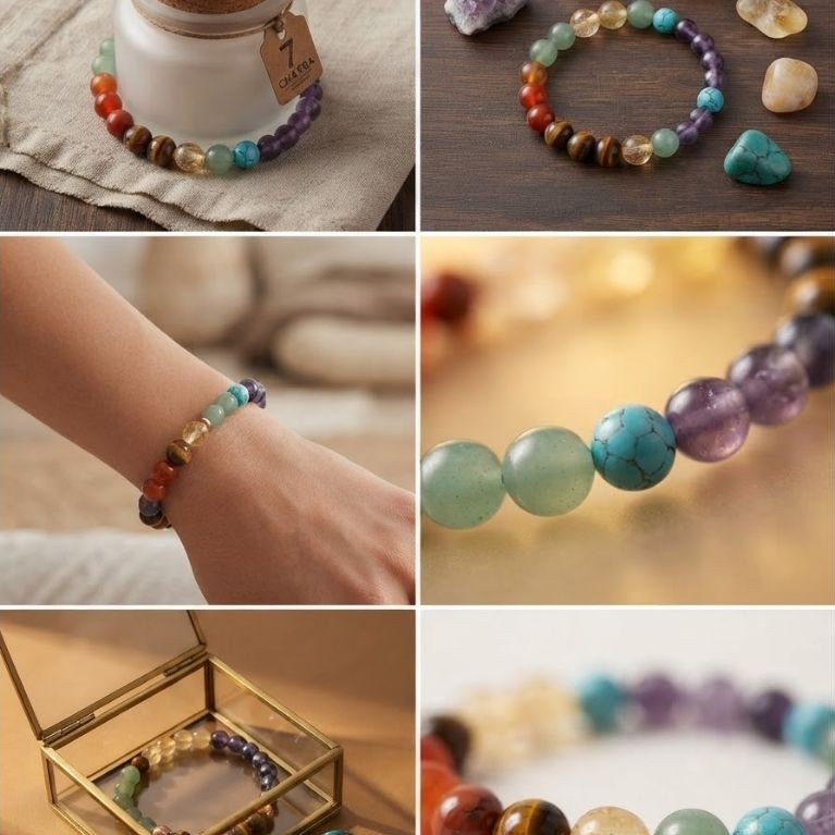 ​Gelang 7 Cakra Batu Alam Asli - Chakra Balancing & Healing Crystal Bracelet Premium
