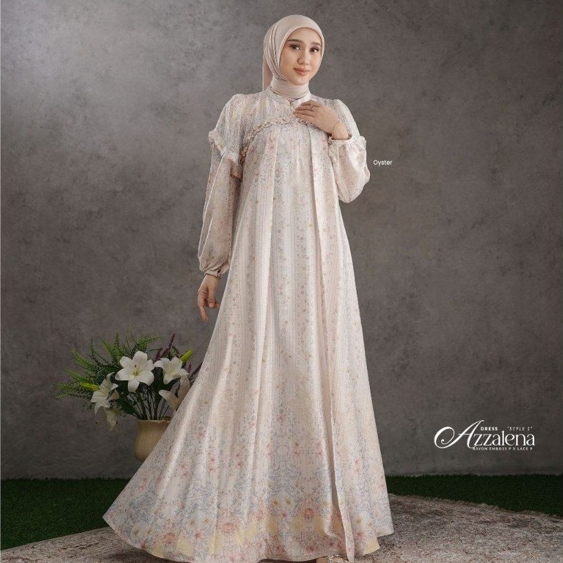 (COD) Azzalena dress style 1 Promo by Nadheera Luxury, Dress Nadheera Luxury Terbaru, Dress Nadheera