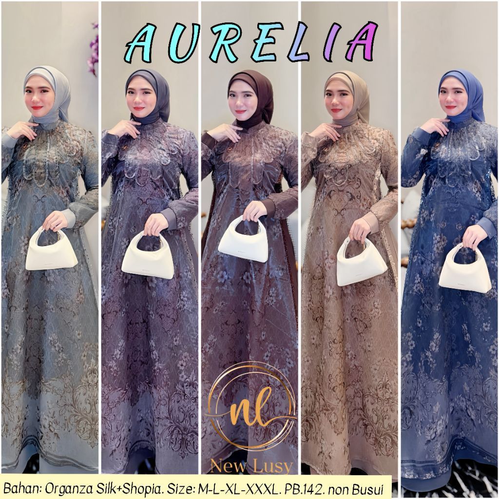 (9) AURELIA DRESS By NEW LUSY Baju Dress Melayu Gamis Wanita Muslimah. NS1