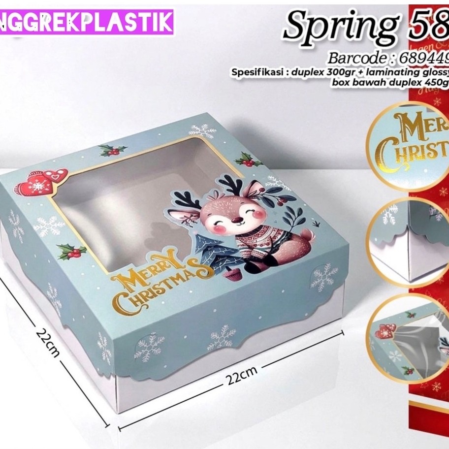 dus box kue natal Christmas 22x22x8