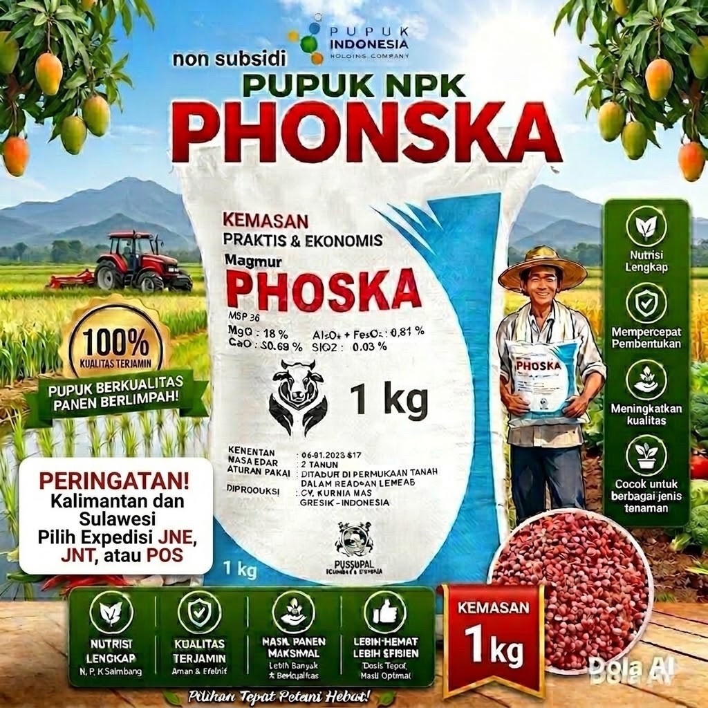 Pupuk PHONSKA Kemasan 1 kg, Pupuk NPK PHONSKA, Pupuk NPK PHOSKA