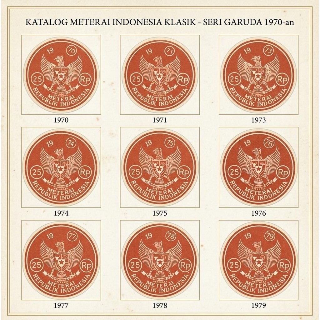 Kertas Segel Tahun 1971 Rp 25 Single Koleksi Kondisi Mulus Original