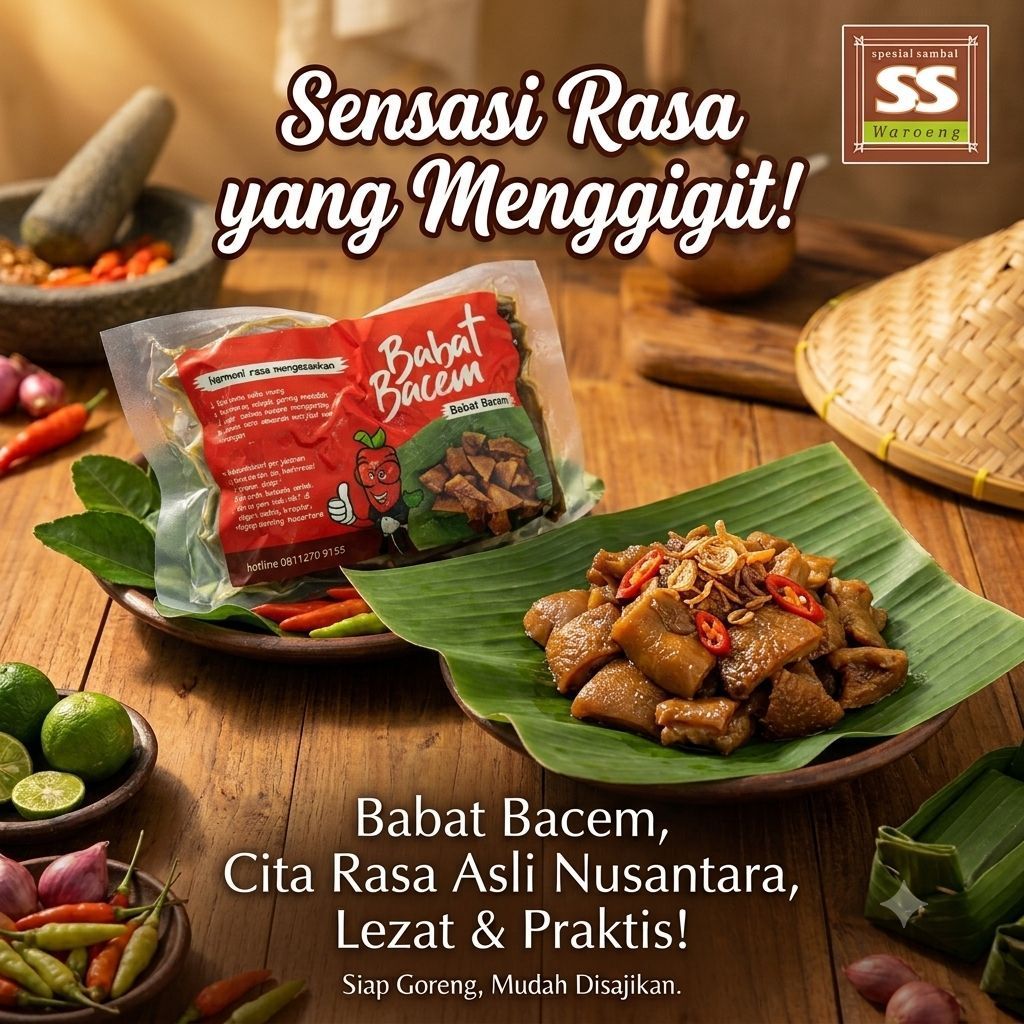 Babat Sapi Ungkep Frozen Free Sambal Terasi