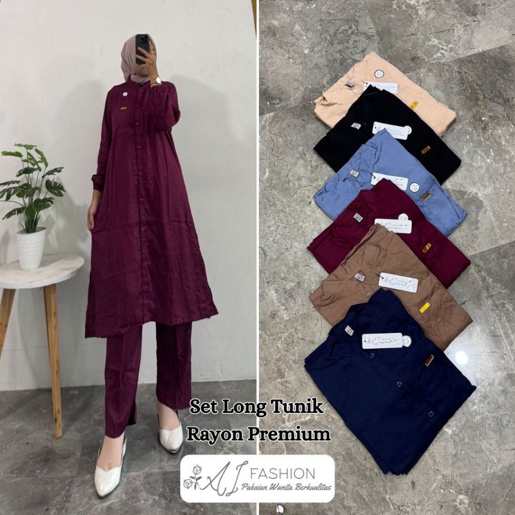 SETLONG/SETELAN LONG TUNIK RAYON TWILL POLOS