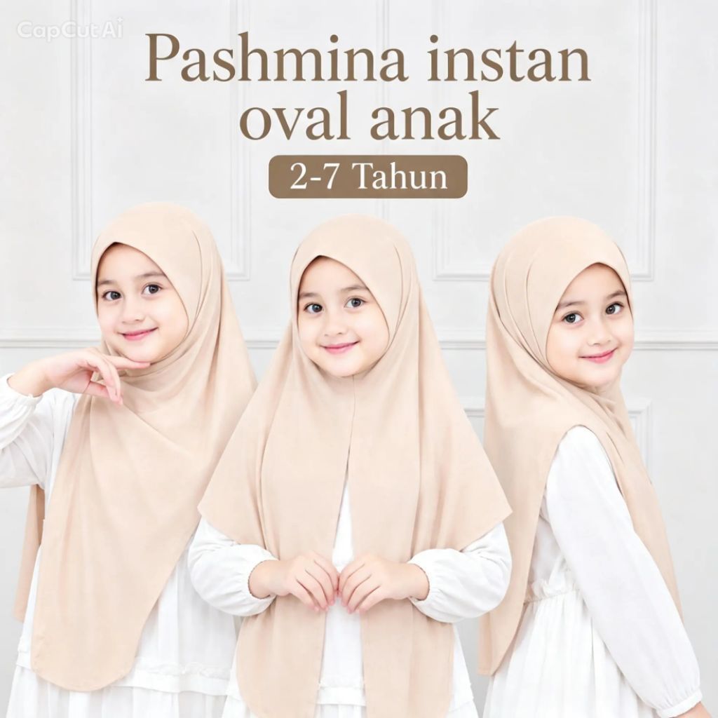 Pashmina Oval Anak | Pashmina Instan Oval Anak Jersey | Hijab Instan Oval Anak