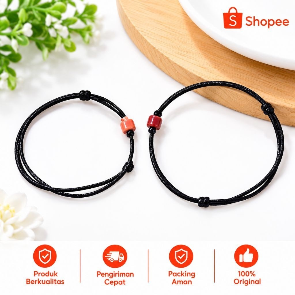 Kalung Tali Hitam Satin/ Kalung Tali Hitam terlaris/ 1set kalung, gelang tangan, dan gelang kaki