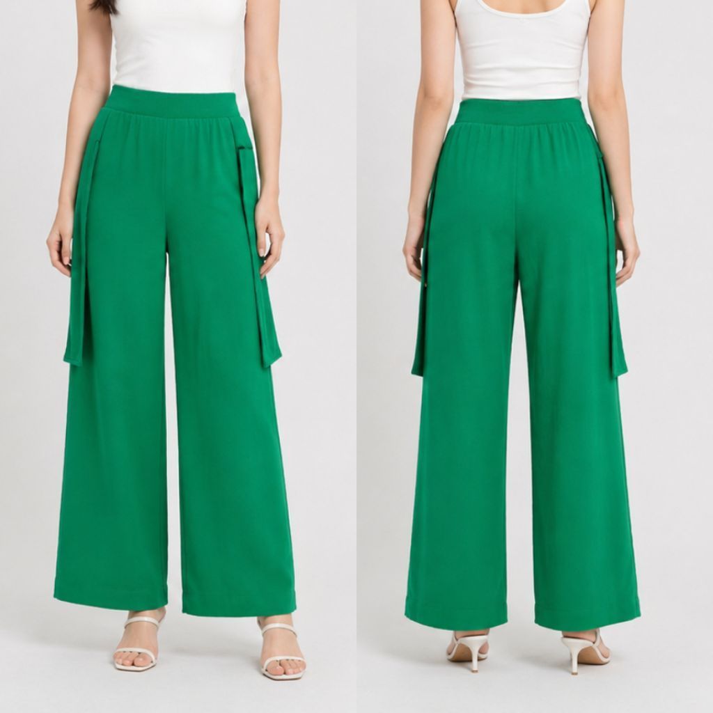 ZARA CELANA KULOT WANITA GREEN ASLI ORIGINAL BARU