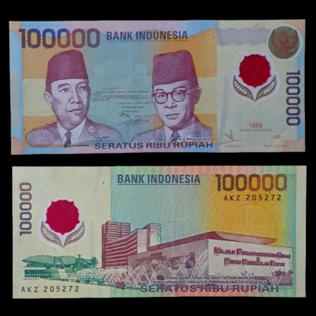 100000 Rupiah Polymer Sukarno Hatta 1999