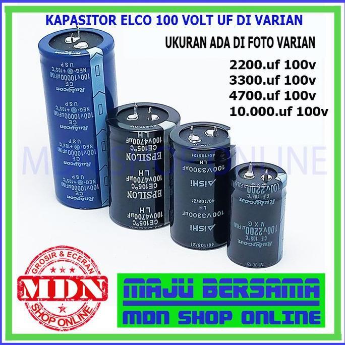 Kapasitor elco 2200uf 3300uf 4700uf 10000uf 100v kualitas bagus