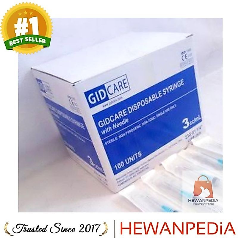 GIDCARE SPUIT SUNTIKAN SYRINGE 1 ml 3 ml 5 ml 10 ml 20 ml 1 cc 3 cc 5 cc 10 cc GID CARE Untuk Hewan 