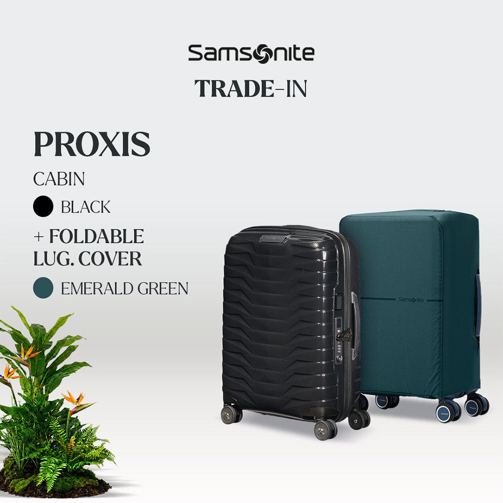 Samsonite Koper Proxis Cabin Black + Foldable Luggage Cover Cabin