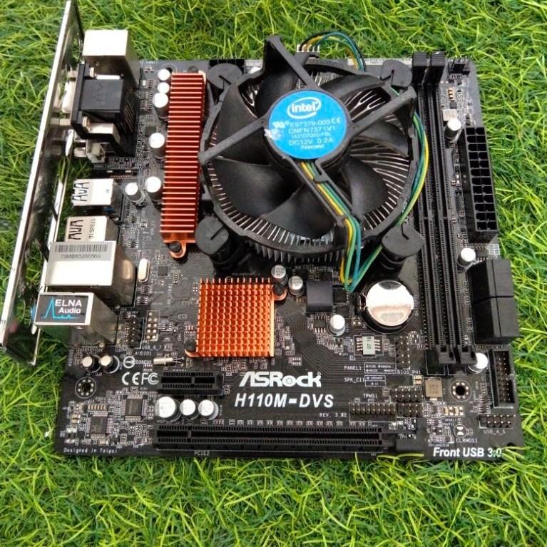 MOTHERBOARD ASRock H110M-DVS + PROCESSOR & COOLER INTEL - Normal Siap Pakai
