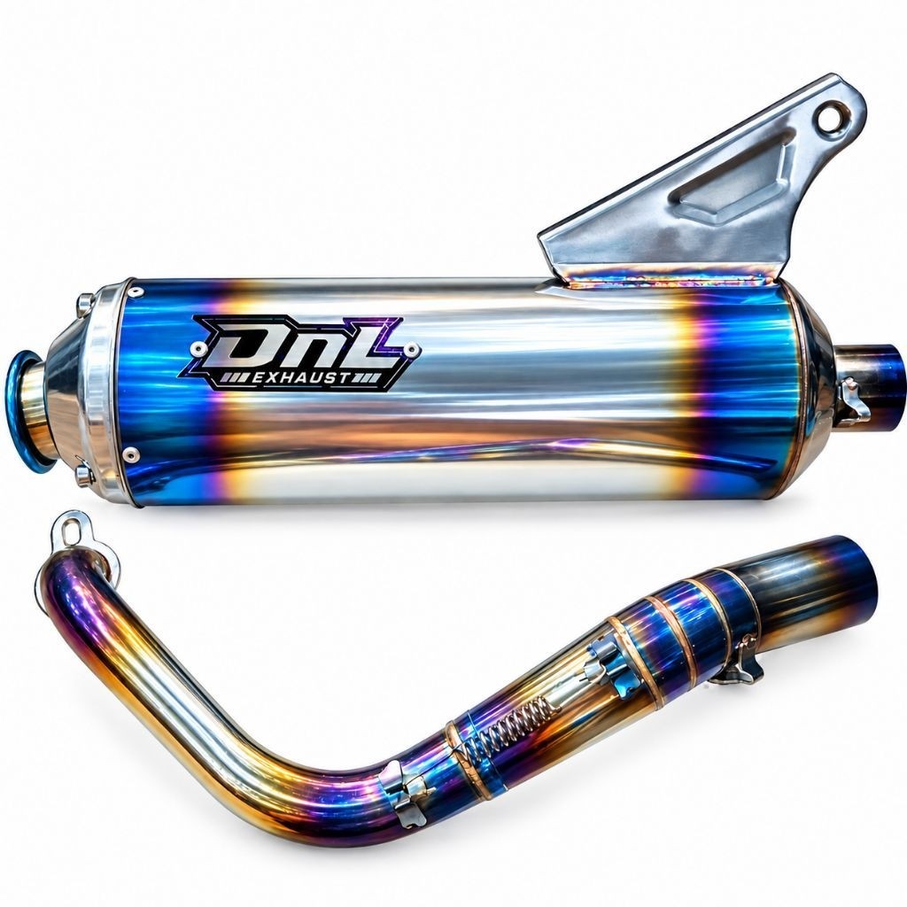 Knalpot standar racing stainless steel Biru ( DnL EXHAUST ) Inlet 40 mm out 38 mm | Beat | Nmax | Va