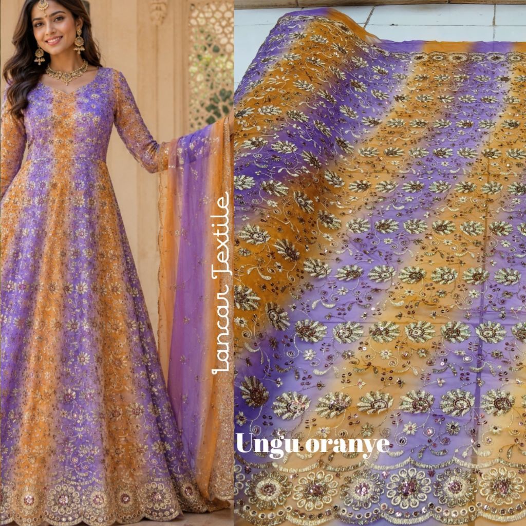 (COD)-Kain bahan sari india gradasi terbaru / Kain sari india meteran