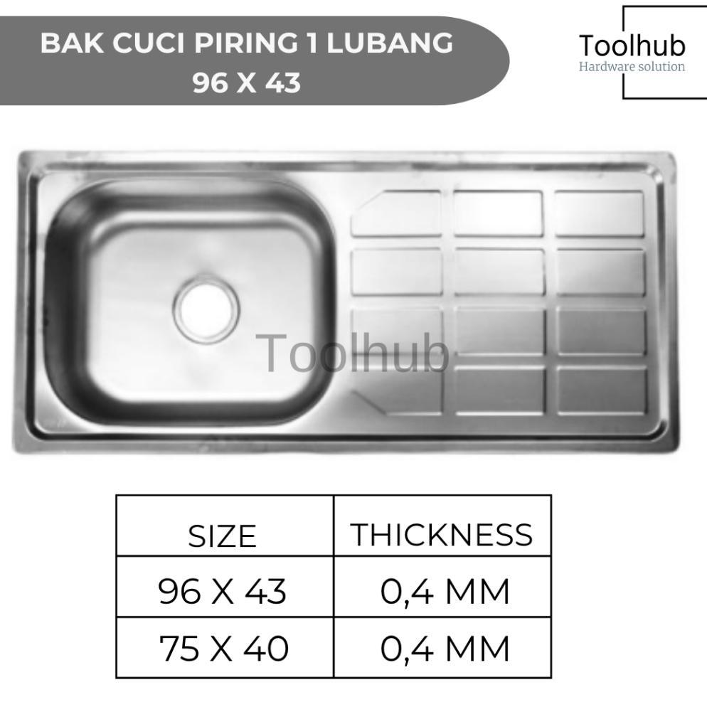 Wastafel Bak Cuci Piring Ukuran 96x43/75x40 Murah Bagus Portable Stainless Steel + Afur 1 Lubang + M
