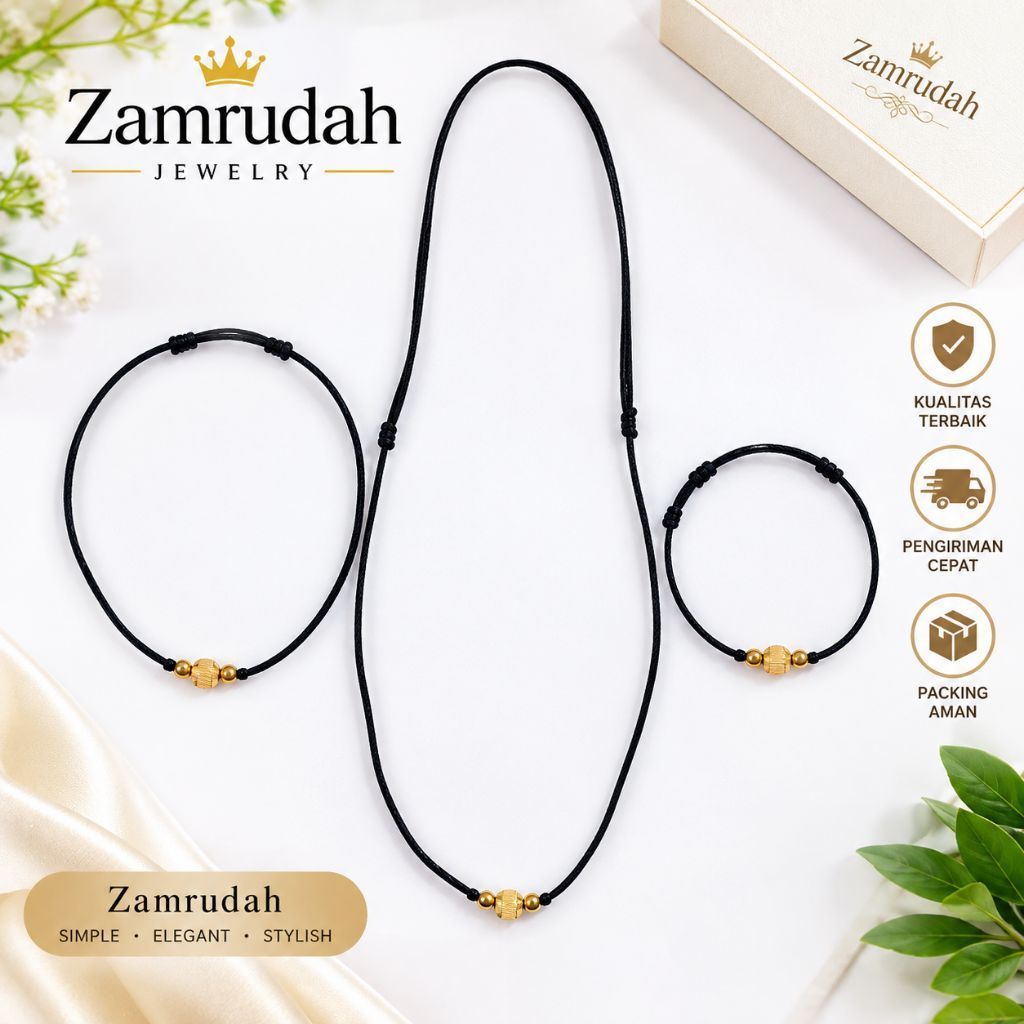 Gelang Kaki Tali Hitam/ Gelang Kaki Tali Hitam Terlaris/ 1set Gelang Tangan, Gelang Kaki dan Kalung