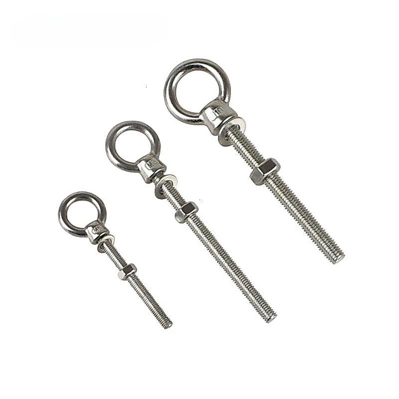 316 Stainless Steel Long Shoulder Lifting Eye Bolt with Nut Ring Loop Hole M6 M8 M10 M12