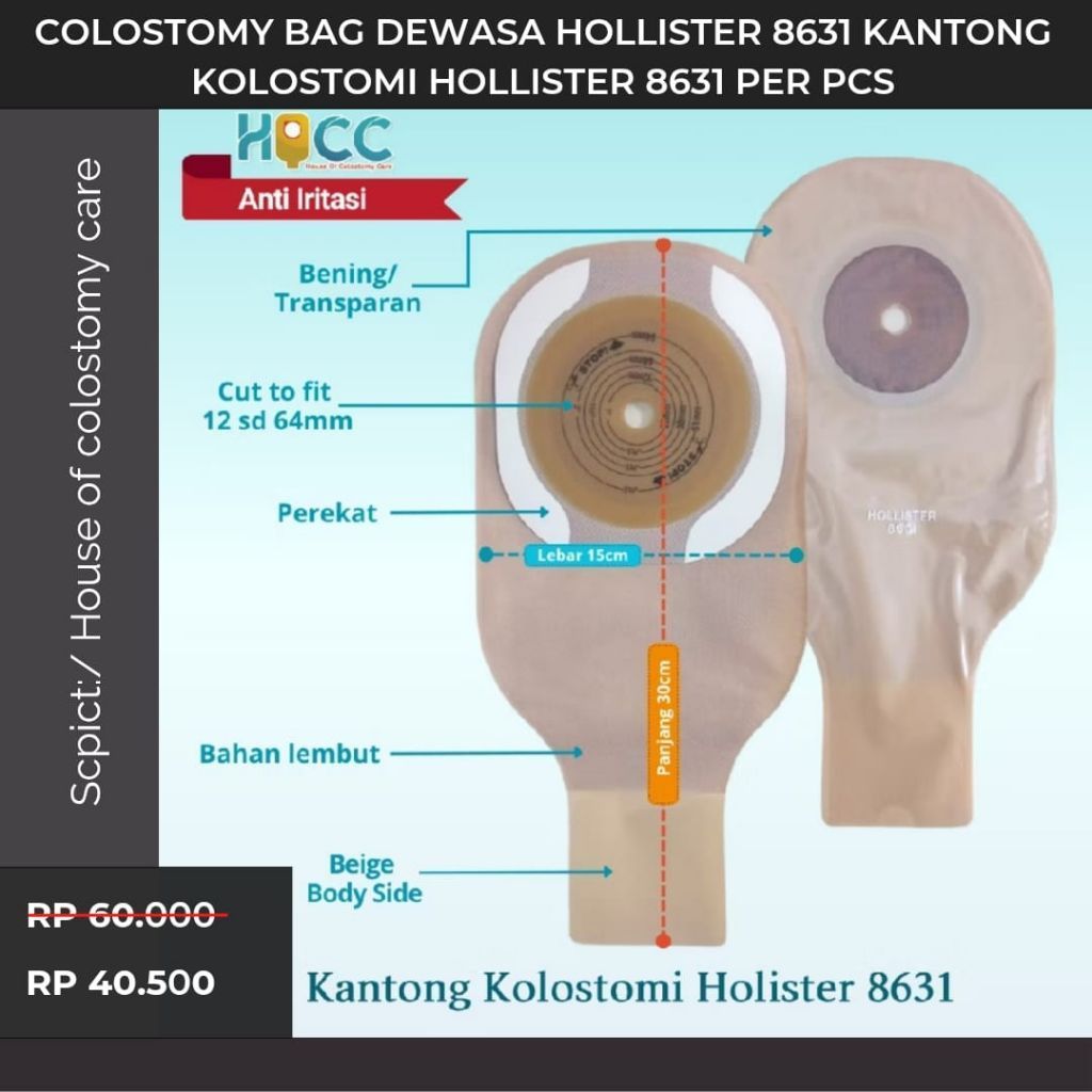 Promo Colostomy Bag Dewasa Hollister 8631 Kantong Kolostomi Hollister 8631 Per Pcs