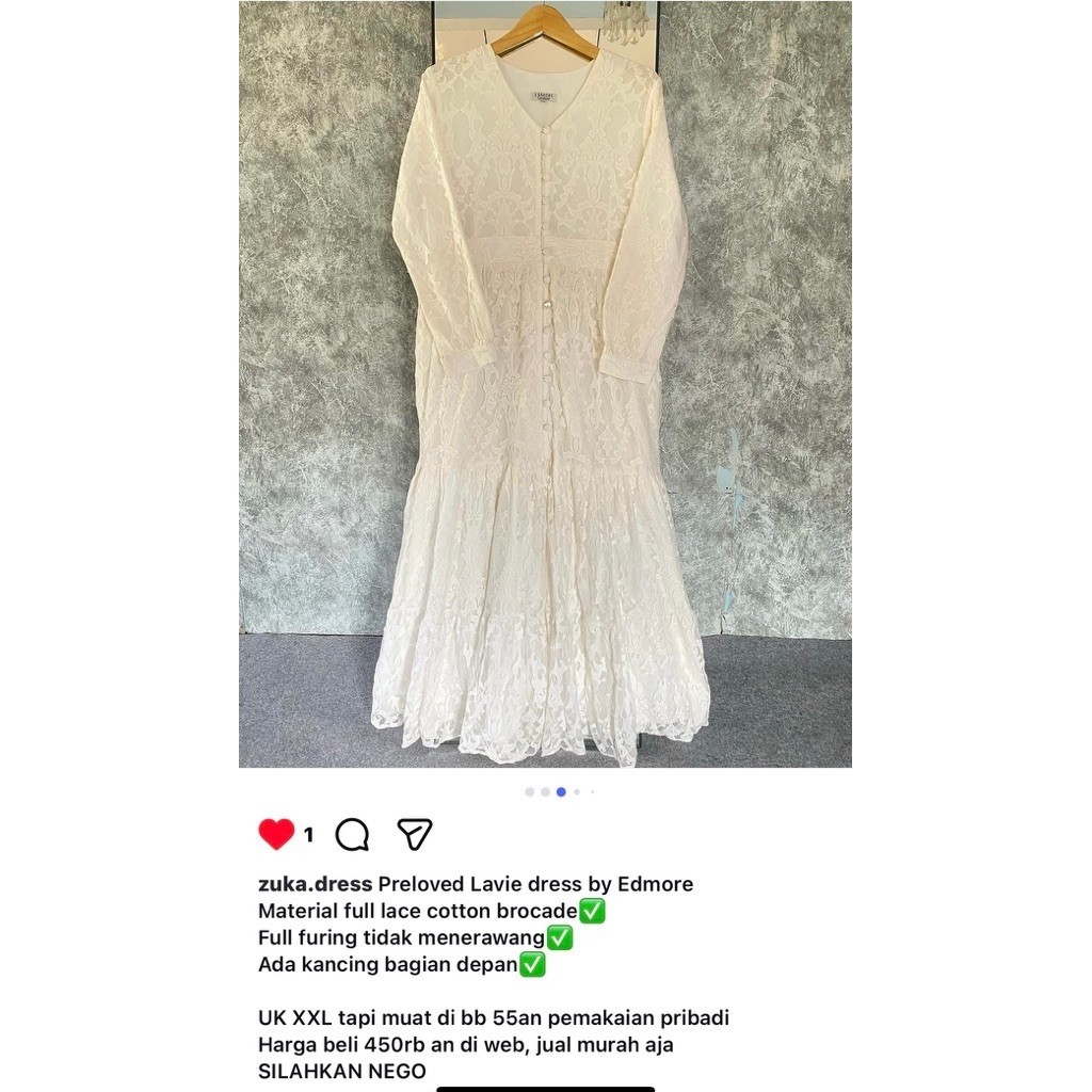 PRELOVED DRESS WHITE BY EDMORE - Free Phasmina Motif