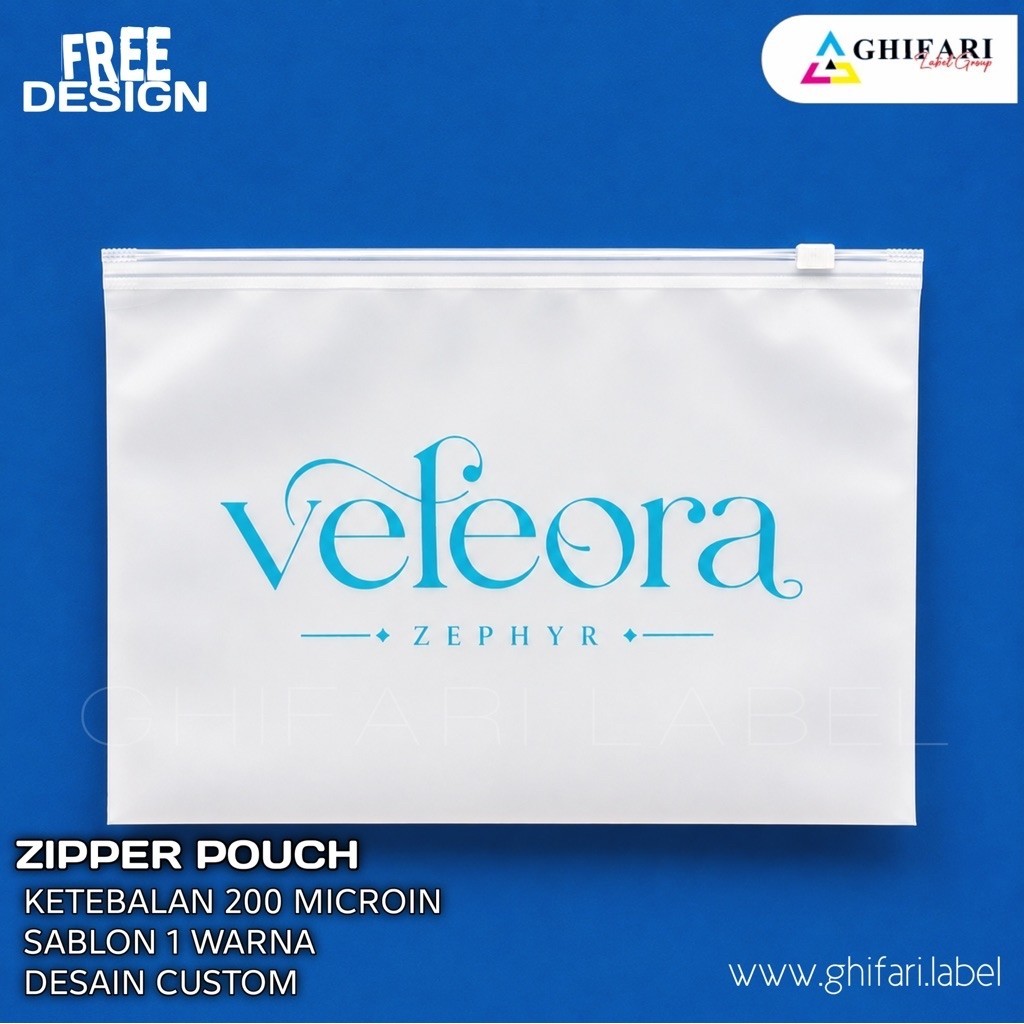 zipper pouch 17x25 kemasan sablon ,kemasan hijab , kemasan scincare , zipper bag custom , zipper pou