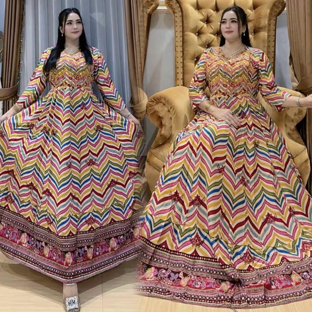 Gmis wanita zig-zag pink katun rayon Ld -+110 PB -+137
