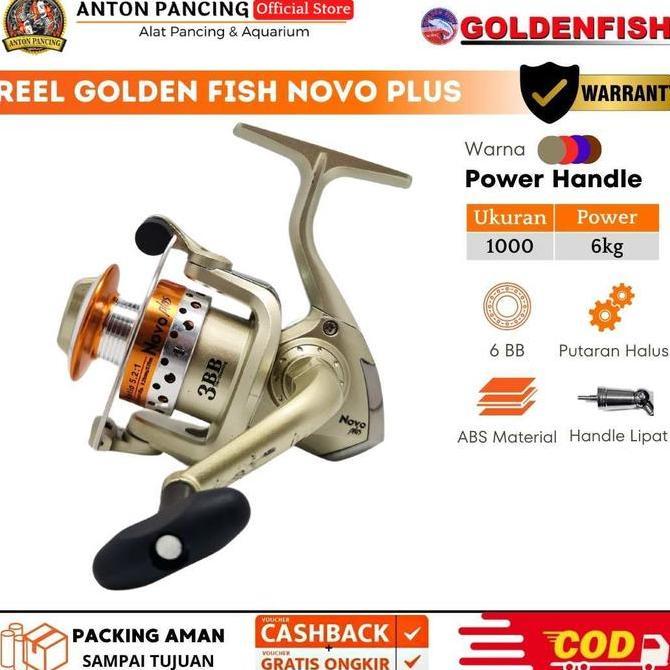 Reel Pancing Golden Fish Novo Plus 1000 3 Ball Bearing Spool Metal kerekan pancing