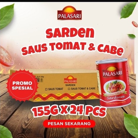 Sarden Palasari Saus Tomat dan Cabe 155 gr - isi 24 Pcs/Karton