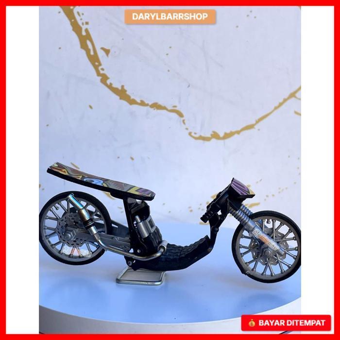 Miniatur Herex Drag Bike Motor // Mainan Motor Drag Handmade COD sizw 10 cm bahan plastik