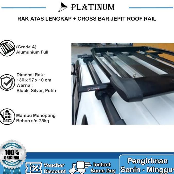 Roof Rack Platinum Paket rak platinum hitam cross bar jepit roof rail