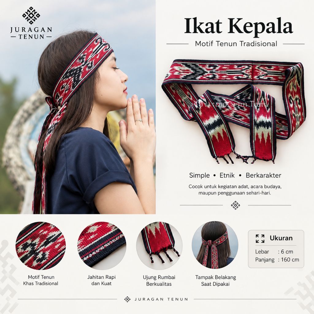 Ikat Kepala Motif Kalimantan - Headband Woven