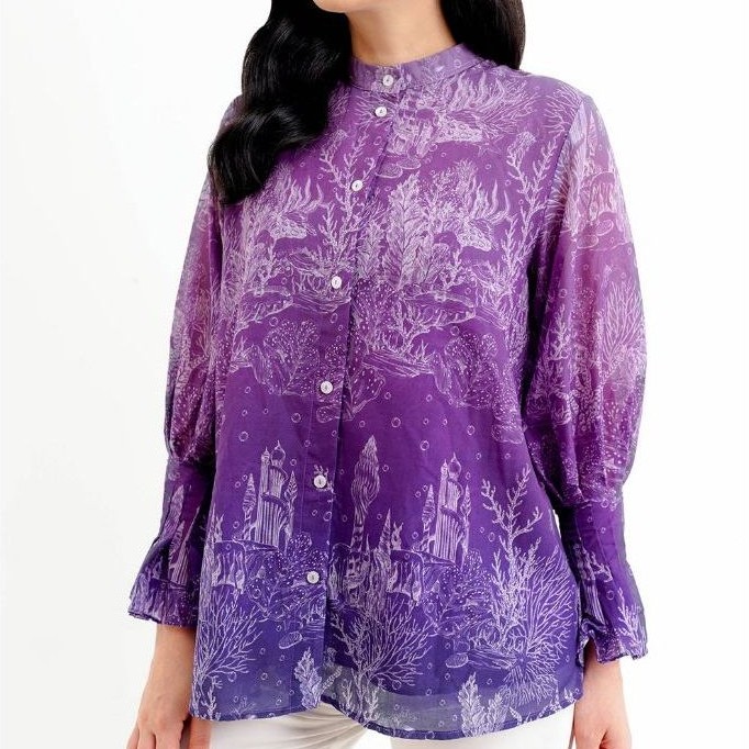 M Benang Jarum Sale El Mar Minorca Shirt With Puff Sleeve M purple