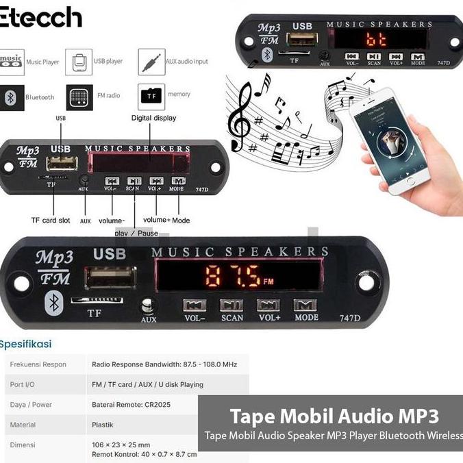 DV13 - Tape Mobil Audio Speaker MP3 Player Bluetooth Wireless Receiver Car Kabel