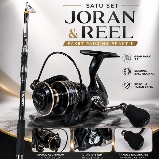 Satu Set Reel Joran Pancing Ikan Laut Galatama Empang