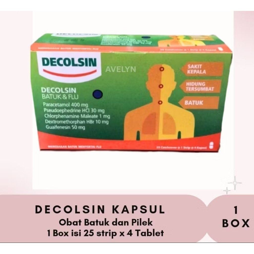 Decolsin Kapsul 1 Box 25 Strip Obat Batuk Pilek