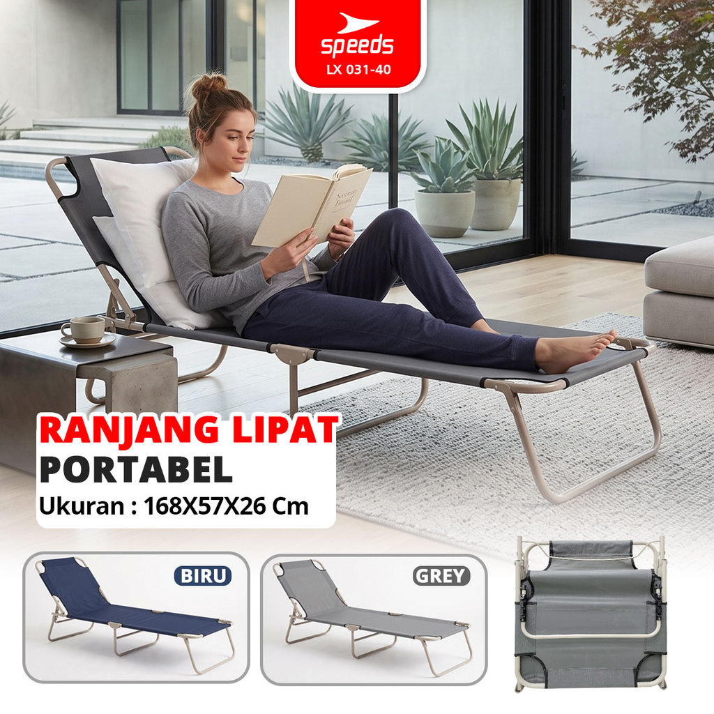 SPEEDS Ranjang Lipat Portabel Bersantai Velbed Tempat Tidur Aluminium Lipat Berkemah Outdoor Indoor 