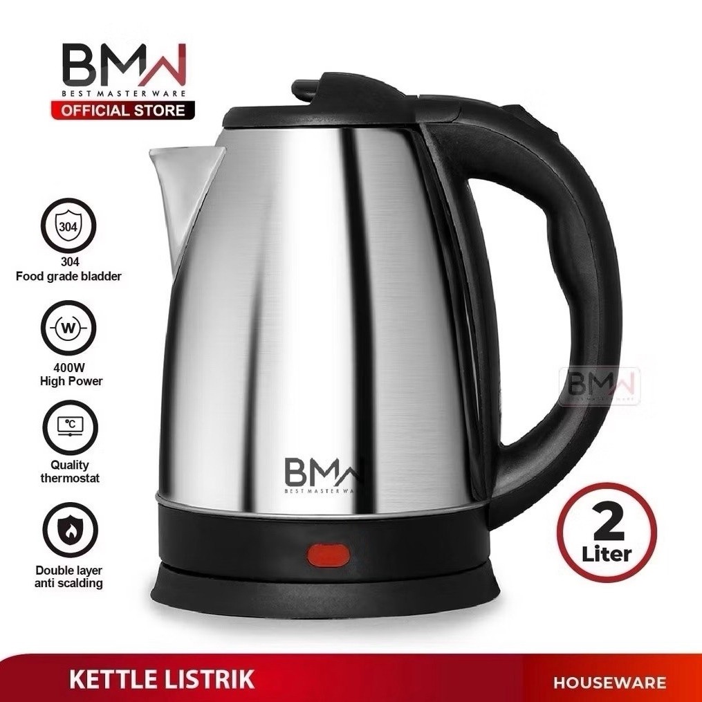 BMW Teko Listrik IEK-603 2 Lt - Electric Kettle Stainless Steel