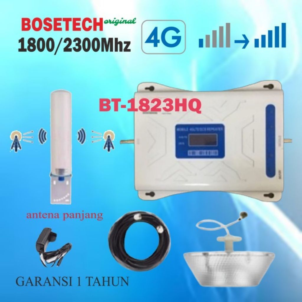BOSETECH BT-1823HQ 5G 4G LTE GSM REPEATER Penguat sinyal hp 1800/2300Mhz Dual band antena omni tabun