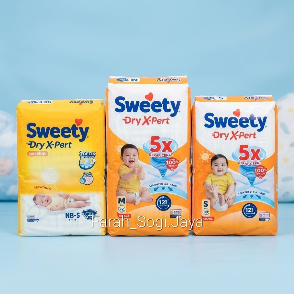 Sweety Dry X-Pert NBS44 S38 M32 L28 XL24 | Popok Bayi Sweety Dry Xpert Tipe Perekat/ Celana ukuran N