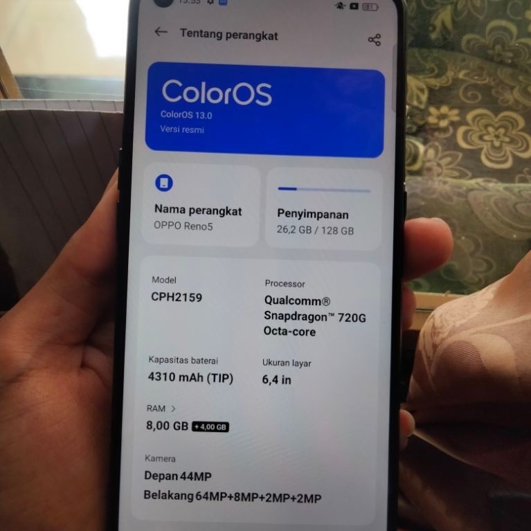 Oppo Reno 5 minus baca deskripsi