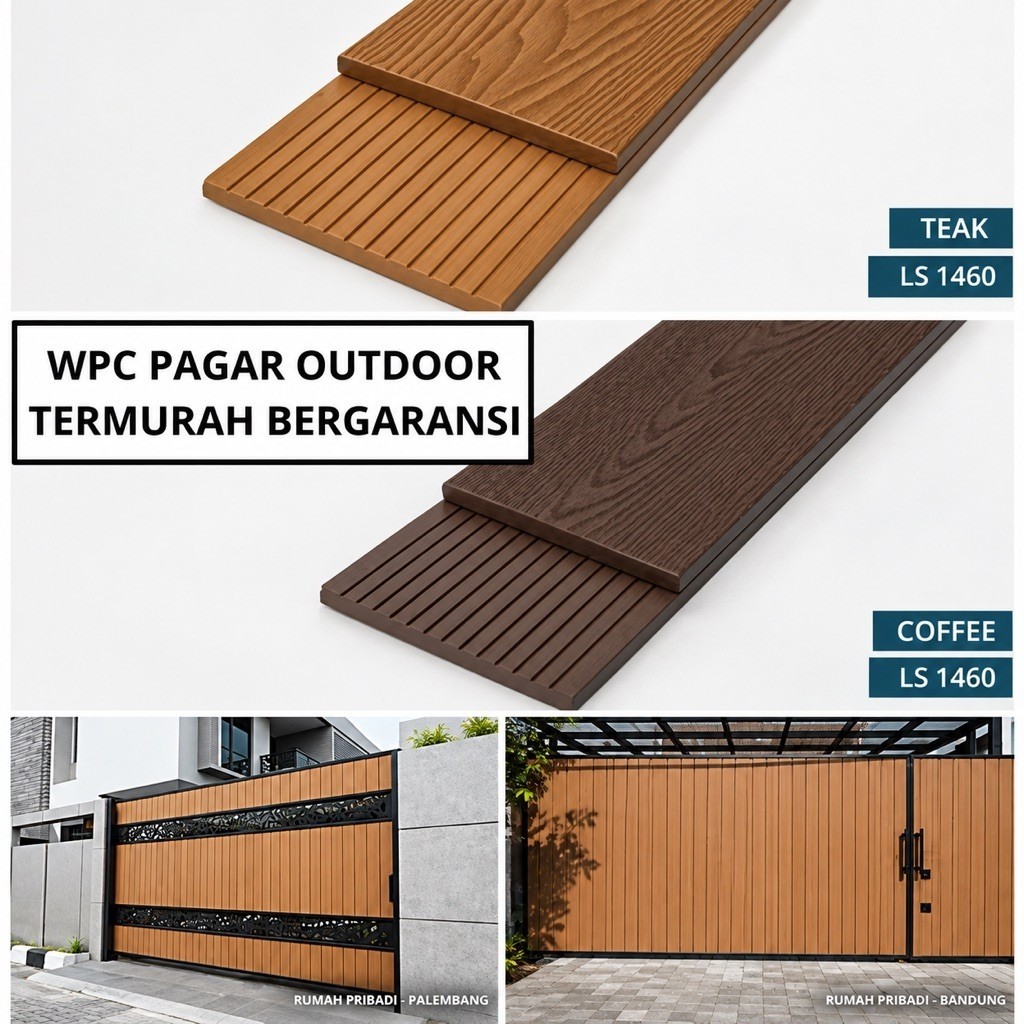 WPC Pagar Outdoor Anti  Rayap UV Tahan Air Kayu Asri Laiv Decking