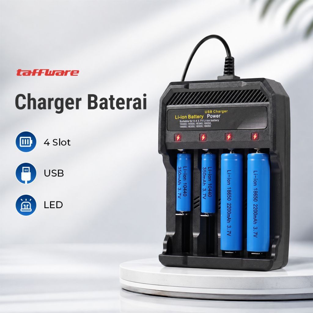 Taffware Charger Baterai 4 Slot 14500 18350 18650 Li-Ion with LED - MS-5D84A