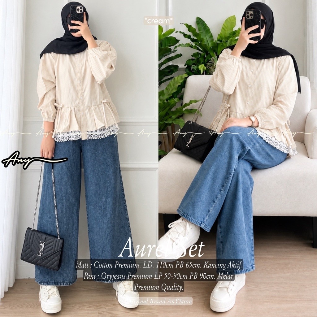 meyza nafsa intan aurel marsha anisa kenara set tunik bahan plolinen celana cutbray