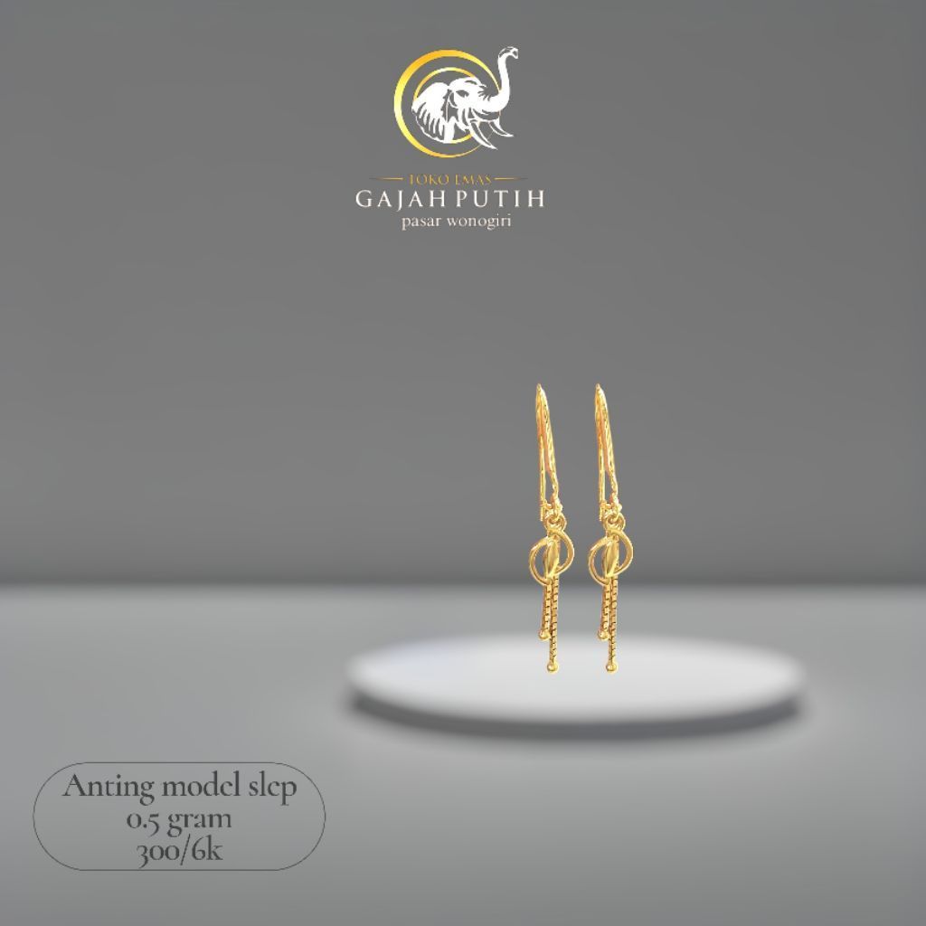 Anting emas model slep 0.5 gram