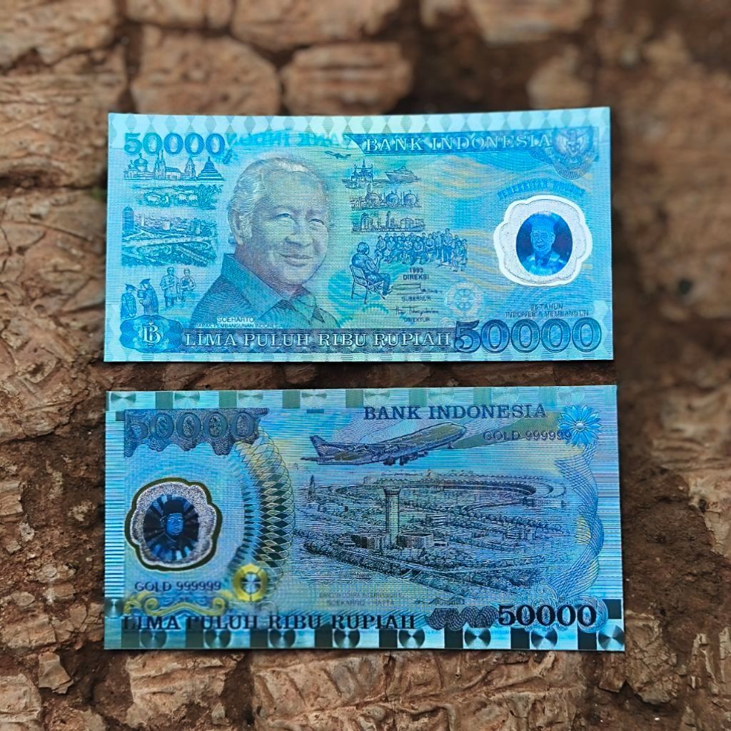 Souvenir Uang Goldfoil Rp50.000 Soeharto Polimer