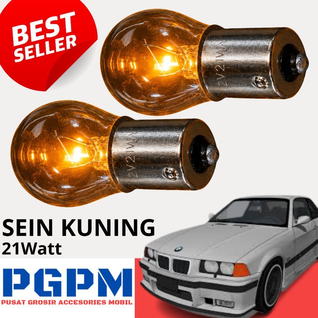 Lampu Sein Standar OEM E36 Warna Amber Isi 2pcs 21Watt 12v Soket Bulat Garansi 1 Tahun PnP BMW