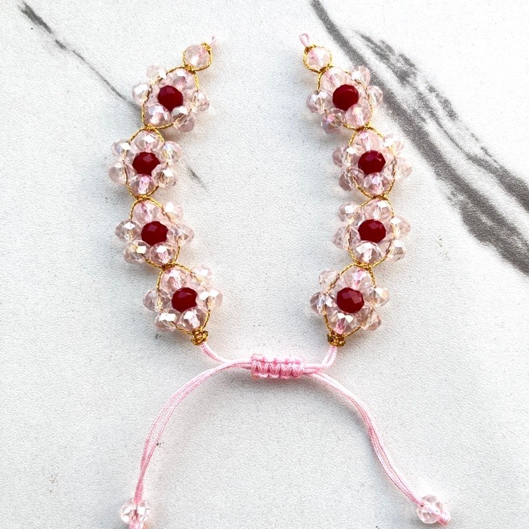 gelang tali model bunga charm pasang sendiri | gelang tali ikat emas