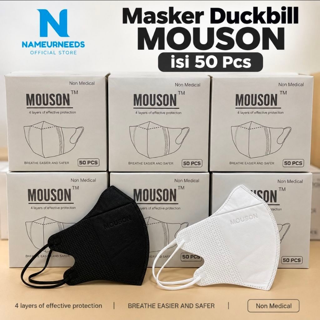 MASKER DUCKBILL 4PLY MOUSON PREMIUM ISI 50 PCS – TEBAL & NYAMAN