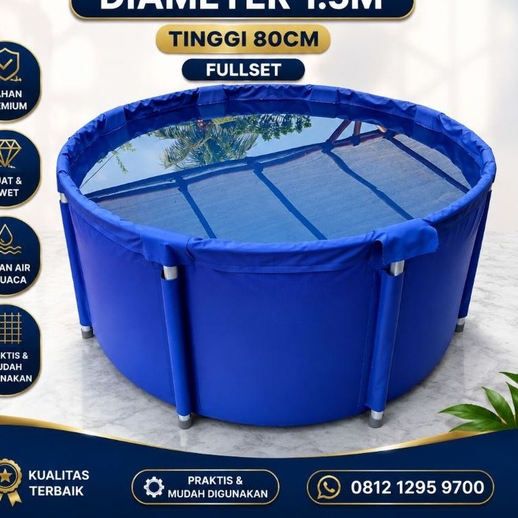 Vat Koi/vat kolam koi/vat kolam bundar/vat kolam terpal D1.5 T80 fullset